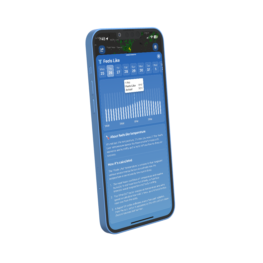 WeatherScope AI-powered forecast notifications showing approaching storm alerts and temperature change predictions